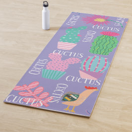 Moderne Kaktusillustrationen mit violettem Hinterg Yogamatte