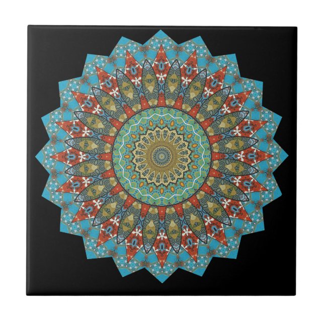 Moderne Kaleidoskop-Keramik Fliese (Vorderseite)