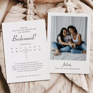 Moderne Kalender Bridesmaid Vorschlag Foto-Karte Einladung