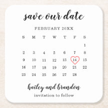 Moderne Kalender Rotes Herz Hochzeit speichern das