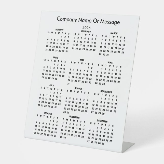 Moderne Kalenderfirma Name 2026 Sockelschild (Vorderseite)