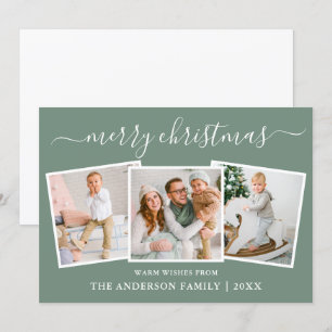 Moderne Kalligrafie 3 Foto Weihnachtsfeier Grün Feiertagskarte