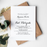Moderne Kalligrafie Bat Mitzvah Einladung<br><div class="desc">Diese moderne Kalligraphie Fledermaus mitzvah Einladung ist perfekt für eine rustikale Fledermaus Mitzvah. Das einfache und elegante Design zeichnet sich durch klassische und extravagante Schriftzeichen in Schwarz und Weiß aus.</div>