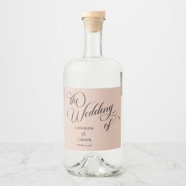 Moderne Kalligrafie-Beige-Hochzeit Alkoholflaschenetikett