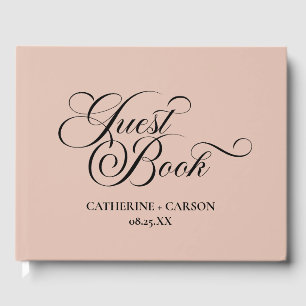 Moderne Kalligrafie-Beige-Hochzeit Gästebuch