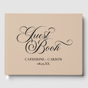 Moderne Kalligrafie-Beige-Hochzeit Gästebuch