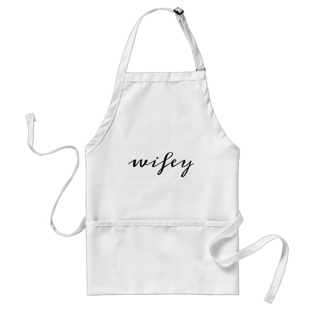 Moderne Kalligrafie Black Wifey Script Schürze (Vorne)