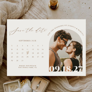 Moderne Kalligrafie Boho-Kalender-Foto-Hochzeit Save The Date