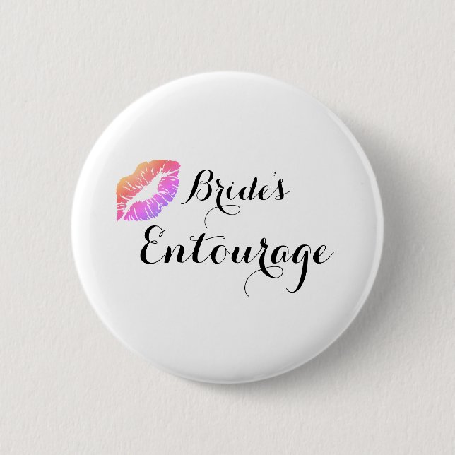 Moderne Kalligrafie Braut Gefolge Button (Vorderseite)