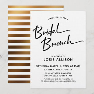 Moderne Kalligrafie Bridal Brunch Gold Zurück gest Einladung