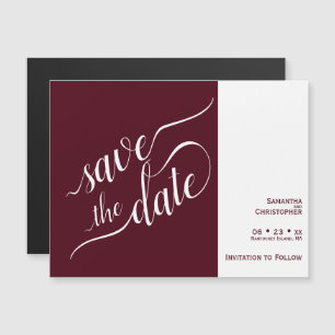 Moderne Kalligrafie Burgundy Wedding retten das Da Magneteinladung