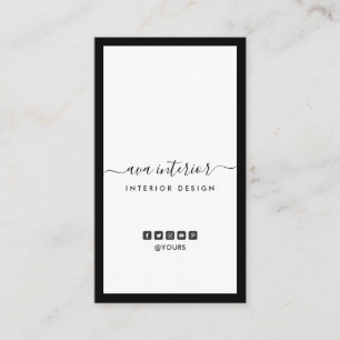 Moderne Kalligrafie-Designer B&W Social Vertical Visitenkarte