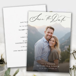 Moderne Kalligrafie Einfache Elegante Foto-Hochzei Save The Date