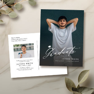 Moderne Kalligrafie Einfache Foto-Abschlussfeier Postkarte