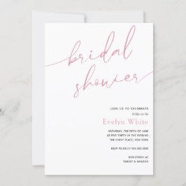 Moderne Kalligrafie Einfaches rosa Brautparty Einladung