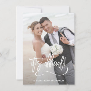 Moderne Kalligrafie Es ist offiziell Hochzeit Ankündigung