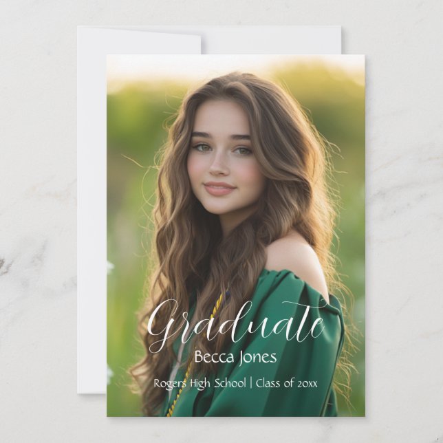 Moderne Kalligrafie Foto Abschluss Einladung (Vorderseite)