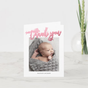 Moderne Kalligrafie Foto Baby Dankeskarte