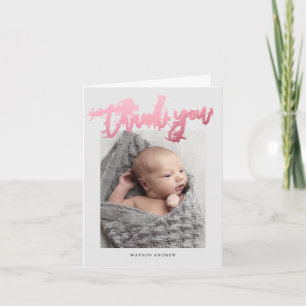 Moderne Kalligrafie Foto Baby Dankeskarte