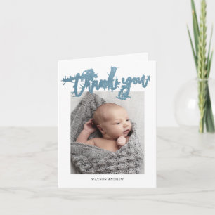 Moderne Kalligrafie Foto Baby Dankeskarte