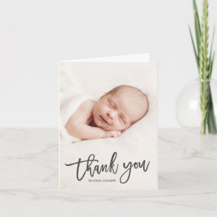 Moderne Kalligrafie Foto Baby Dankeskarte
