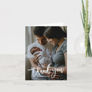 Moderne Kalligrafie Foto Baby Dankeskarte