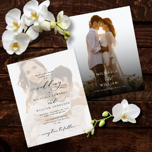 Moderne Kalligrafie Foto Budget Hochzeitseinladung