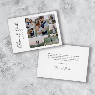 Moderne Kalligrafie-Foto-Collage-Hochzeit Dankeskarte