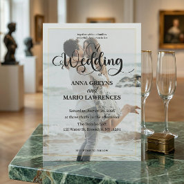 Moderne Kalligrafie Foto Faux Gold Hochzeit  Einladung