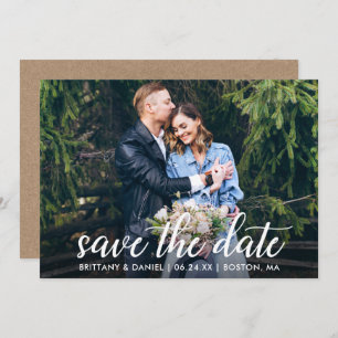 Moderne Kalligrafie - Foto Wedding Kraft Save The Date