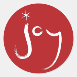 Moderne Kalligrafie-Freude am Red Chic Urlaub Runder Aufkleber