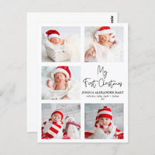 Moderne Kalligrafie Fünf Foto Meine ersten Weihnac Postkarte