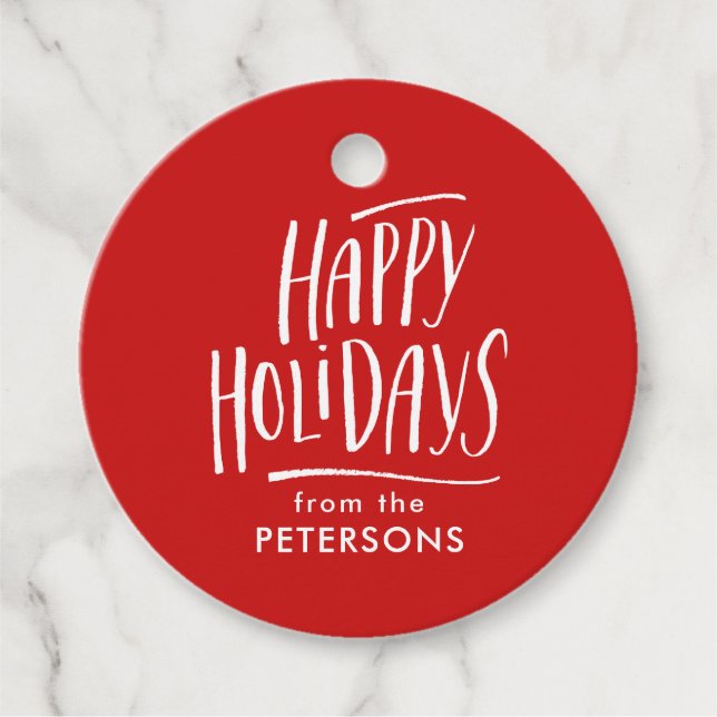 Moderne Kalligrafie - glückliche Ferien Geschenkanhänger (Vorderseite)