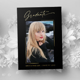 Moderne Kalligrafie Gold-Tinte-Script-Grad-Foto-Ka Folieneinladung
