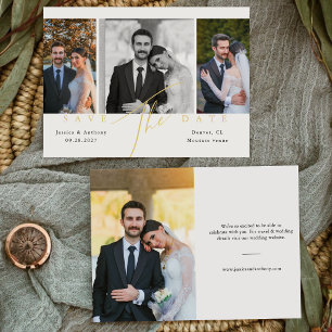 Moderne Kalligrafie Goldschrift Foto Hochzeit Save The Date