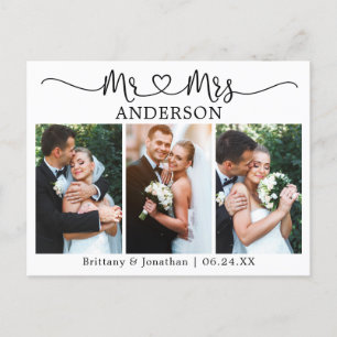 Moderne Kalligrafie Herz Hochzeit 3 Foto Danke Postkarte