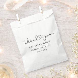 Moderne Kalligrafie-Herz-Skript-Hochzeit Geschenktütchen