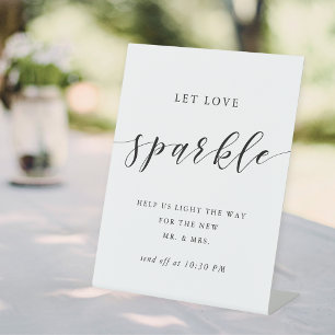 Moderne Kalligrafie-Hochzeit Funken Abschied Sockelschild