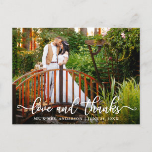 Moderne Kalligrafie Hochzeit Liebe und Dank Postkarte