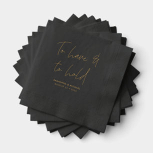 Moderne Kalligrafie Hochzeiten Vows Black Gold Servietten Mit Folie