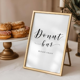 Moderne Kalligrafie-Hochzeits-Donut-Bar-Schild Poster