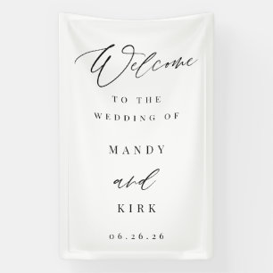 Moderne Kalligrafie Hochzeits-Willkommensschild Banner
