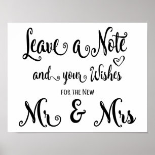 Moderne Kalligrafie-Hochzeitsschild hinterlasse ei Poster