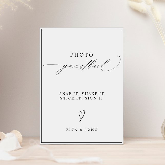 Moderne Kalligrafie Hochzeitsszenario Foto Gästebu Poster (Von Creator hochgeladen)