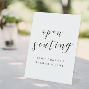 Moderne Kalligrafie Hochzeitstisch mit offenem Sit Sockelschild