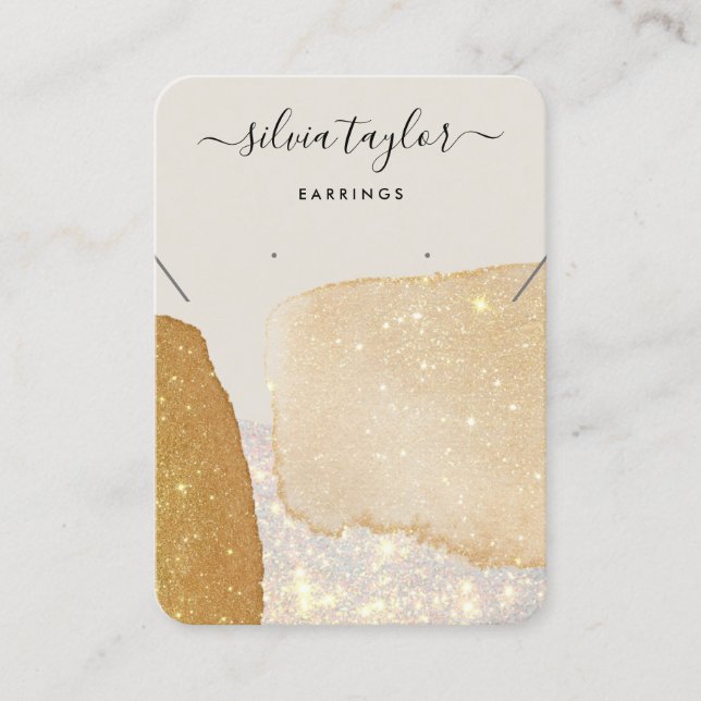 Moderne Kalligrafie-Kette Earring Gold Business Visitenkarte (Vorderseite)