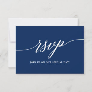 Moderne Kalligrafie Klassischer Blau RSVP Karte