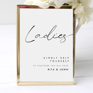 Moderne Kalligrafie Ladys Badezimmer Hochzeitszeic Sockelschild