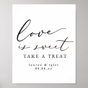 Moderne Kalligrafie Liebe ist süß Hochzeitsdessert Poster
