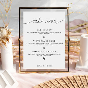 Moderne Kalligrafie-Menütorte-Hochzeitstorte-Schil Poster